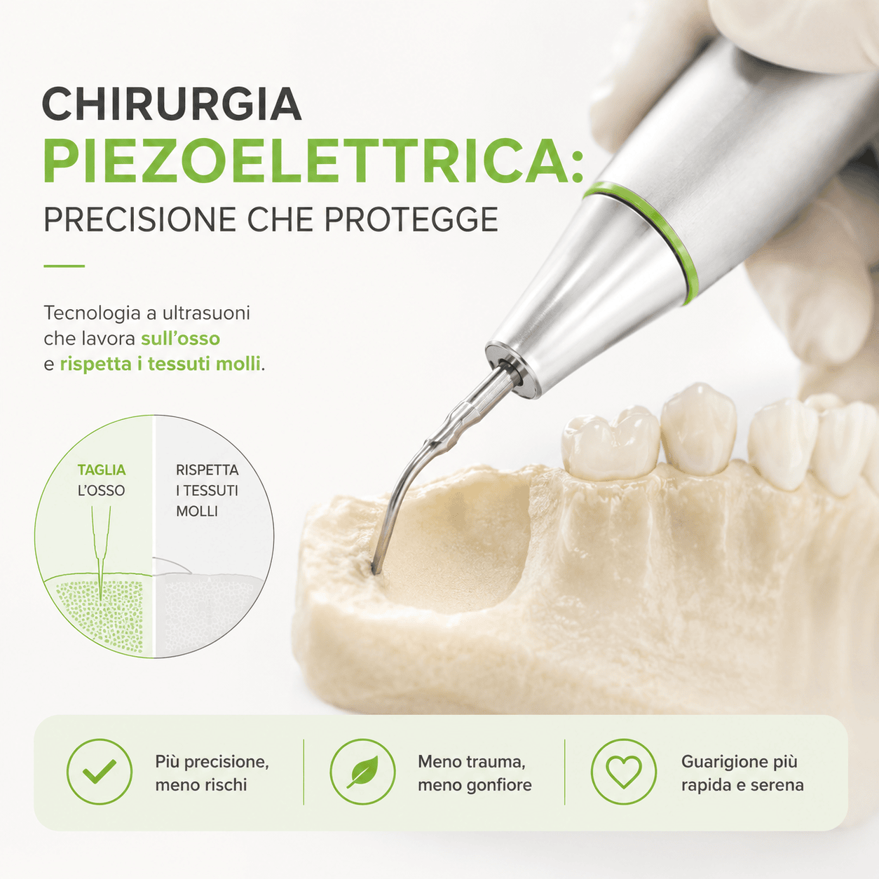 Chirurgia piezoelettrica: precisione che protegge
